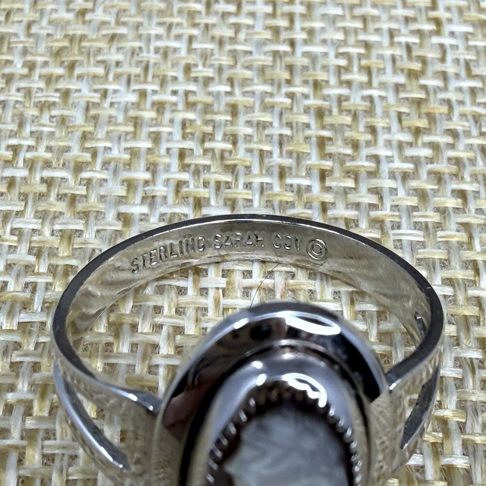 Cameo Split Band Ring Sarah Coventry Silver Mother Of Pearl Size 8.5 - Picture 5 of 6